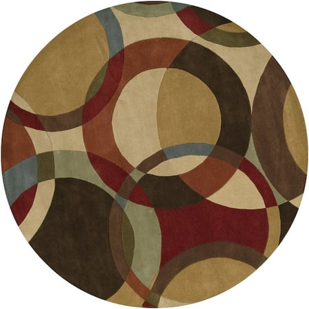 4' Modern Senzei Spheres Sienna Red and Brown Wool Round Area Throw (Best Treatment For Severe Rug Burn)