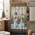 thumbnail image 3 of Christmas Cute Snowman Bathroom Shower Curtain Elk Snowflakes Winter Tree Plaid Waterproof Washable Shower Curtains for Bathtub Bath Decor with Grommets and Hook 72 X 84 Inch, 3 of 8