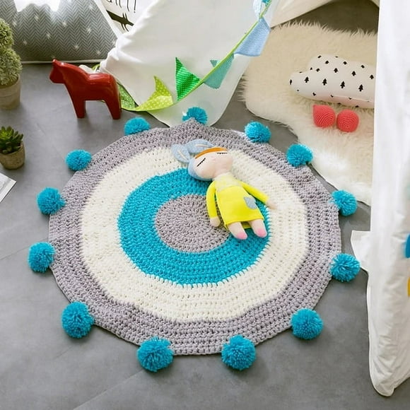 TWPJ Handmade Geometric Knitted 100% Acrylic Crochet Mat Carpets and Rugs for Bedroom Living Room