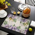 thumbnail image 3 of Purple Flowers Placemats Set of 4, Spring Leaves Floral Plants Beige Placemats for Dining Table, Place Mats for Kitchen Tabletop, Waterproof Wipeable Dining Table Mats Set, 3 of 9