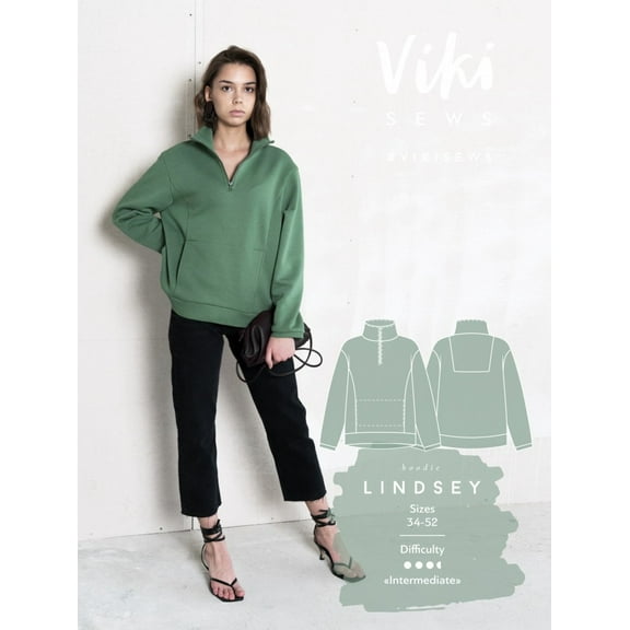 Vikisews Sewing Pattern Lindsey Hoodie Women UK 4-22 Hoodies, Sweaters, Tops