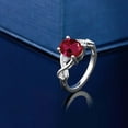 thumbnail image 4 of Gem Stone King 925 Sterling Silver Oval Red Created Ruby Ring for Women (2.09 Cttw, Size 7), 4 of 4