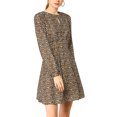 thumbnail image 3 of Allegra K Women's Leopard Keyhole Above Knee Pleated a-Line Dress, 3 of 7