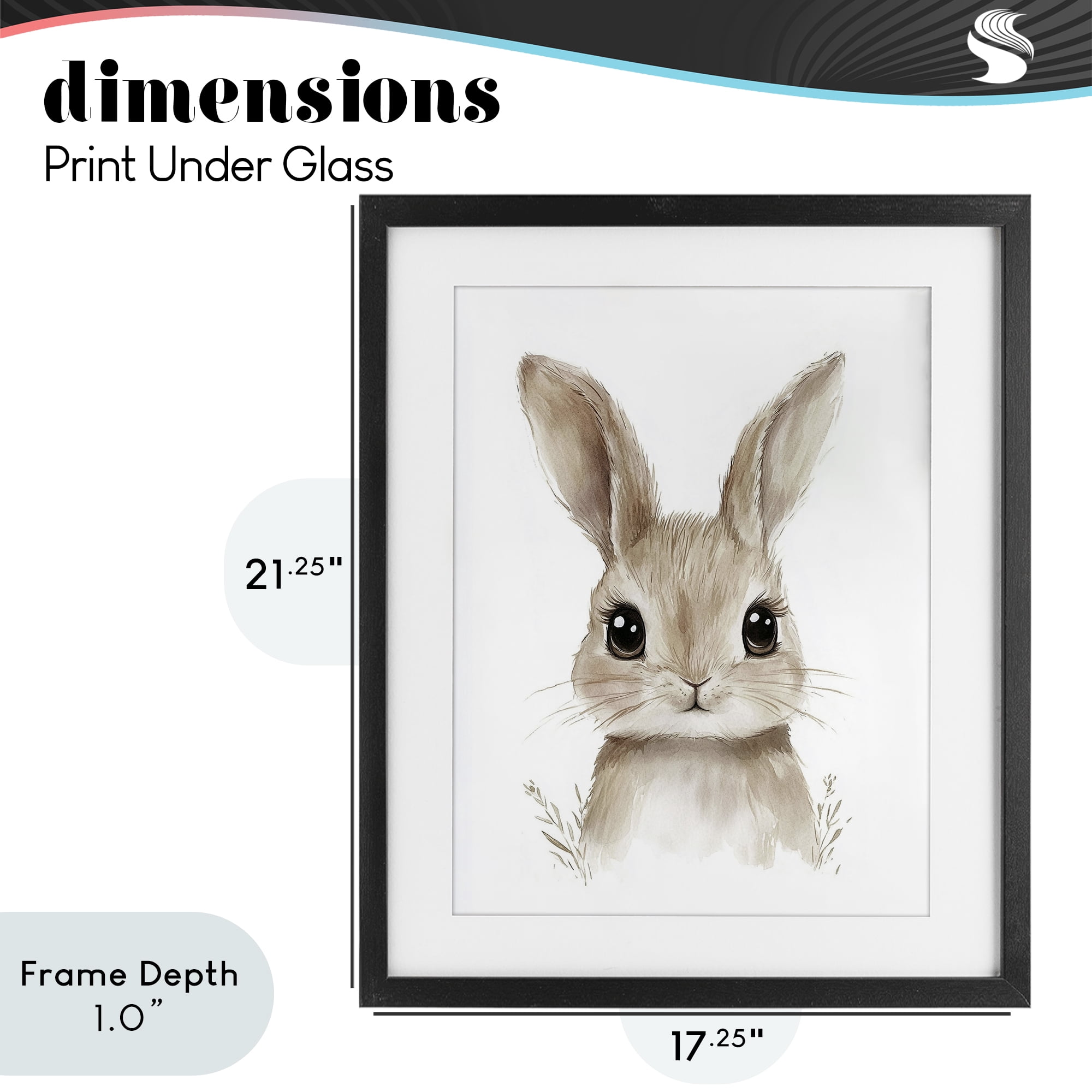 Stupell Industries Nursery Babies Bunny Black Framed Print Under Glass, design by Ramona Murdock
