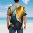 thumbnail image 6 of Daiia Golden Blue Leaf Design Hawaiian Shirt for Men Gentle Cotton Regular Short Sleeve Casual-Medium, 6 of 9