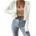 thumbnail image 3 of Women's Open-Front Cropped Knit Cardigan, Long Sleeve Lightweight Sweater, 3 of 5