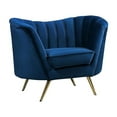 thumbnail image 5 of Maykoosh Vintage Vogue Modern, Contemporary Velvet Upholstered Chair with Deep Channel Tufting and Rich Gold Stainless Steel Legs, 43" W x 30" D x 33" H-Color:Navy, 5 of 8