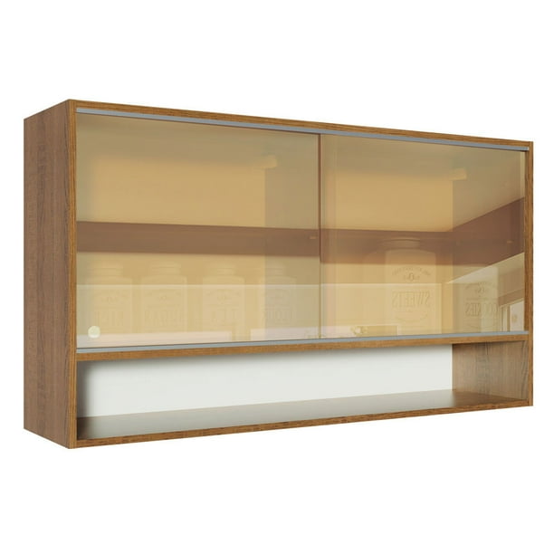 Alacena Madesa Glamy 2 Puertas Corredizas de Vidrio Reflex y 1 Nicho Marrón