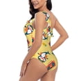 thumbnail image 4 of Pofeuu Pineapples Sharks In Hawaiian Print Women's One Piece Swimsuits One Shoulder Swimwear Asymmetric Ruffle Monokinis Bathing Suits-Medium, 4 of 6