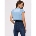 thumbnail image 4 of Chaqueta de mezclilla corta Allegra K Azul claro L, 4 of 5