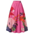 thumbnail image 3 of HAXMNOU Bohemian Floral Print Long Skirt for Women High Waist Party Beach Maxi Skirt with Pocket Pink S, 3 of 4
