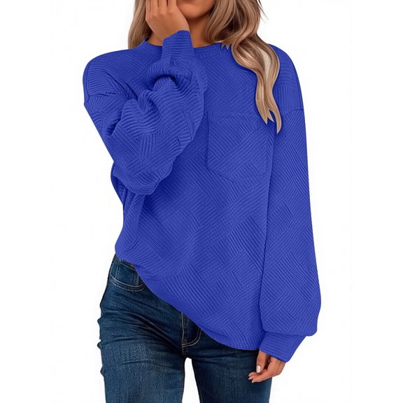 EDFBUYKRS Female Long Sleeve Sweatshirt Thermal Pullover Tops for Women Winter Warm Thick Lined Long Sleeve Crewneck Sweatshirt Casual Sweater Size S