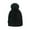 Black, variant on Wool Knit Earflap Hat with Pom, Pink, M