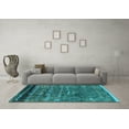 thumbnail image 3 of Ahgly Company Indoor Square Solid Turquoise Blue Modern Area Rugs, 6' Square, 3 of 4