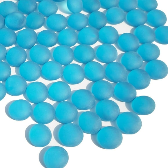 QYGL Gemmes de Verre de Mer - 0,9 Lb Billes de Verre Plat Givré Bleu, Pierres Décoratives Plates pour Remplisseurs de Vase, Roches d'Aquarium, Fournitures Florales, Dispersion de Table, Mosaïques Artisanales et Ornements de Bricolage