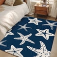 thumbnail image 5 of Starfish Washable Area Rug 4 x 6 ft Summer Beach Nautical Ocean Sea Star Marine Life Navy Blue, Soft Non Slip Rugs Stain Repellent Indoor Felt Carpet for Living Dining Room Bedroom Home Office, 5 of 9
