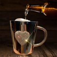 thumbnail image 1 of Taza de café de acero inoxidable, taza de leche con asa para el hogar o el trabajo, decorativa con forma de corazón para bebidas calientes., 1 of 8