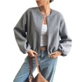 thumbnail image 2 of Chaquetas Abrigadas con Cremallera para Mujer, de Otoño e Invierno, de Larga, Informales, Holgadas y con Bolsillos. Gris Oscuro M, 2 of 7