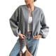 thumbnail image 2 of Chaquetas Abrigadas con Cremallera para Mujer, de Otoño e Invierno, de Larga, Informales, Holgadas y con Bolsillos. Gris Oscuro XL, 2 of 7