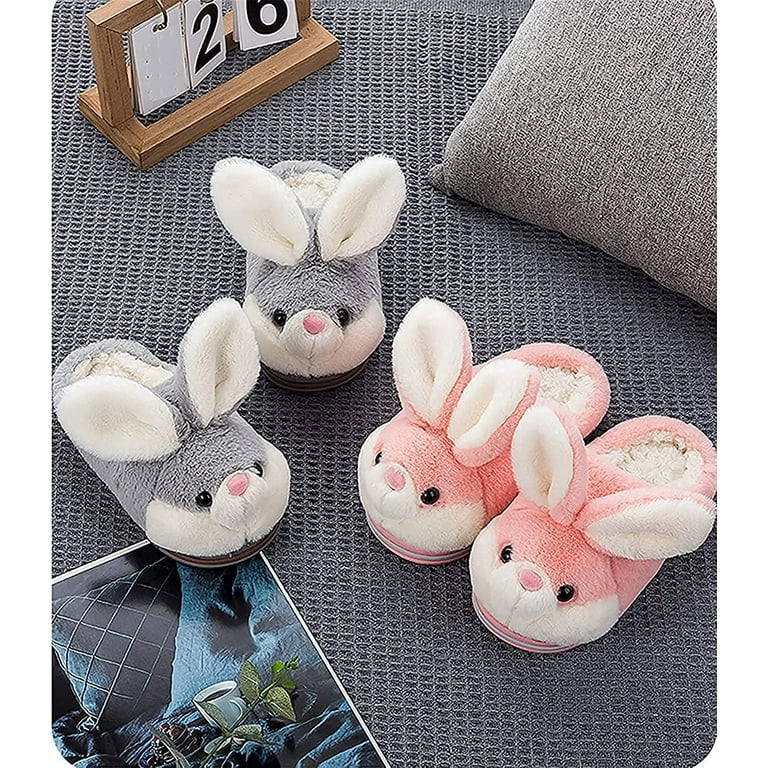 PIKADINGNIS Fuzzy Bunny Slippers for Girls Winter Slippers Women Home Plush Animal Slippers Pink Slippers - Walmart.com