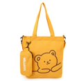 thumbnail image 1 of Canvas Tote Bag Bear Pattern Adjustable Strap Large Capacity Cute Kids Crossbody Bag for School, 1 of 10
