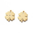 thumbnail image 2 of Ion Plating(IP) 304 Stainless Steel Charms Manual Polishing with Rhinestone Clover Golden 14.5x12x1.5mm Hole: 1.8mm, 2 of 2
