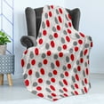 thumbnail image 4 of Mid Century Soft Flannel Fleece Throw Blanket, Big Circular Spots and Oval Shapes Combined the of Geometry, Cozy Plush for Indoor and Outdoor Use, 50" x 70", Grey Red White, by Ambesonne, 4 of 5