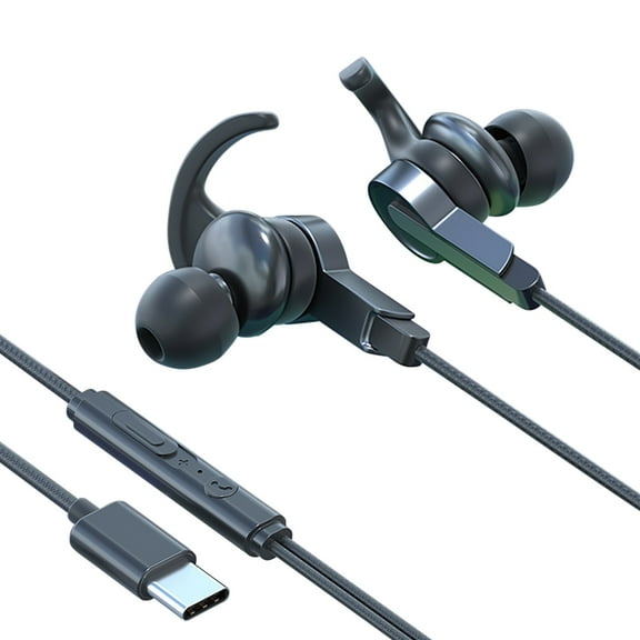 Type C Stereo Wired Headphones with Microphone Noise Isolating Ergonomic for Multiple Devices