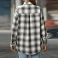 thumbnail image 4 of Dasayo Long Sleeve Womens Tops Loose Fit Casual Gray Plaid Collared Button-Up Shirts Women's Blouse L, 4 of 7