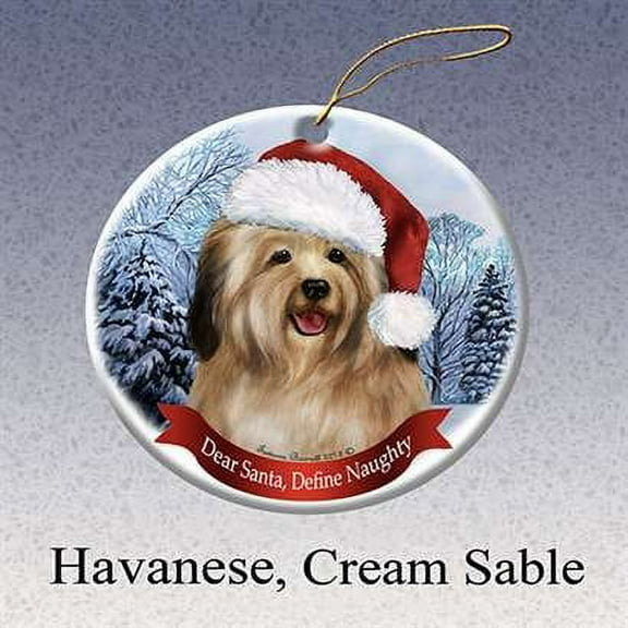 Holiday Pet Gifts Havanese, Cream Sable Santa Hat Dog Porcelain Ornament