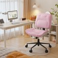 thumbnail image 3 of Erinnyees Pink Armless Office Chair: PU Leather Mid-Back, Adjustable Height & 360° Swivel Rolling Desk Chair for Home & Small Spaces, 3 of 10