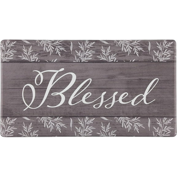 J&V TEXTILES Kitchen Runner Rugs Anti-Fatigue mats,Non Slip Waterproof Ergonomic Comfort Mat for Kitchen, Floor Home, Office, Sink, Laundry Blessed, 18" x 30"