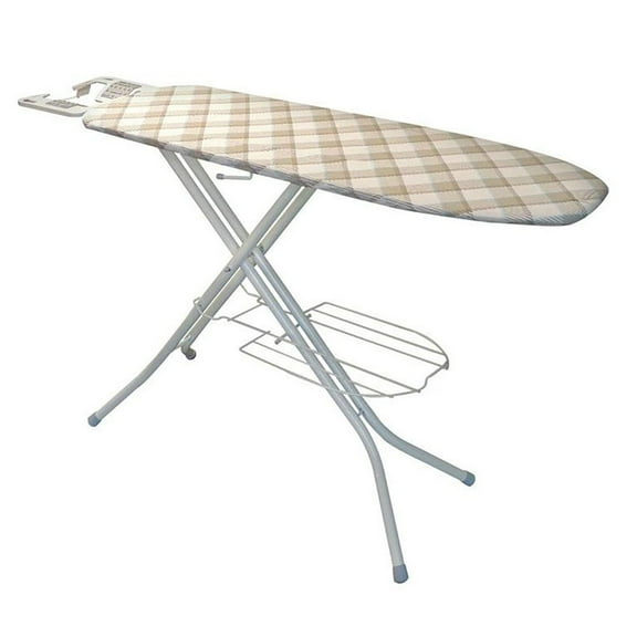 Polder 48 Inch Non Skid Steel Framed Ironing Board with Shelf and Iron Rest