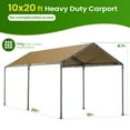 thumbnail image 2 of ECOLINEAR Carport 10x20 ft Heavy Duty Carport, Outdoor Potable Garage with 6 Galvanised Steel Pipes, Carport Canopy with Anti UV All-Season Waterproof Tarp, Car Canopy for Cars,Trucks, Boats(Yellow), 2 of 7