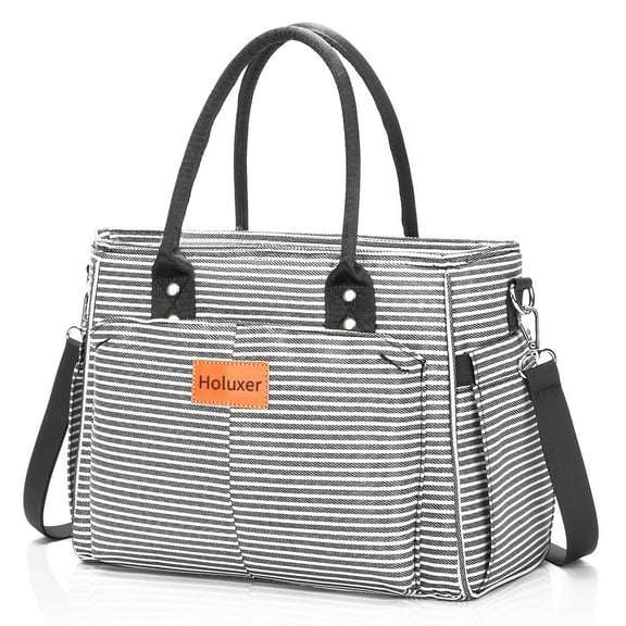 Holuxer Lunch Box for Women Cute Insulated Lunch Bags, Large Leakproof Cooler Purse with Side Pockets & Removable Shoulder Strap Womens Lunch Tote Bag for Work Picnic Beach (Stripe)