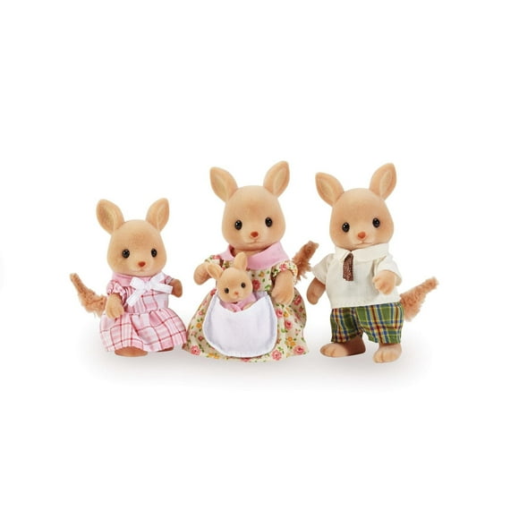 Calico Critters Hopper Kangaroo Family, Set of 4 Collectible Doll Figures