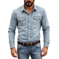 thumbnail image 4 of Fwqbns Men's Western Button Down Long Sleeve Denim Shirt, Lightweight Stretchy Fabric, Casual & Outdoor Wear, Available in Multiple Colors, 4 of 8