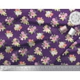 thumbnail image 3 of Soimoi Purple Cotton Cambric Fabric Leaves & Grandiflora Roses Floral Print Fabric by the Yard 56 Inch Wide, 3 of 3