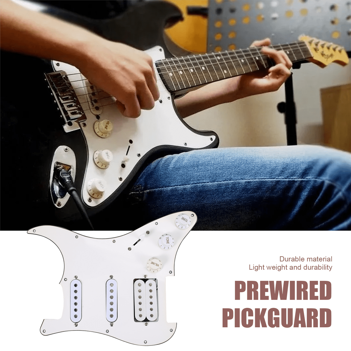 Electric Guitar Pickguard Pickups Loaded Prewired Scratchplate Assembly 11 Hole SSH White