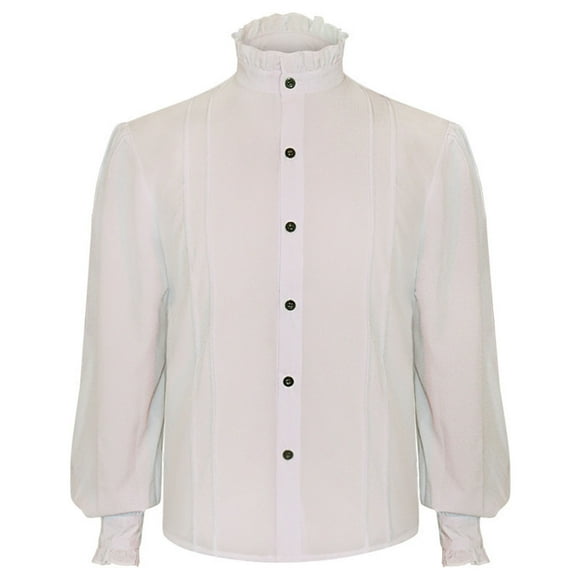 AherBiu Shirts for Men Long Sleeve Button down Turtleneck Regular Fitted Shirt Tops Vintage Renaissance Steampunk Shirts