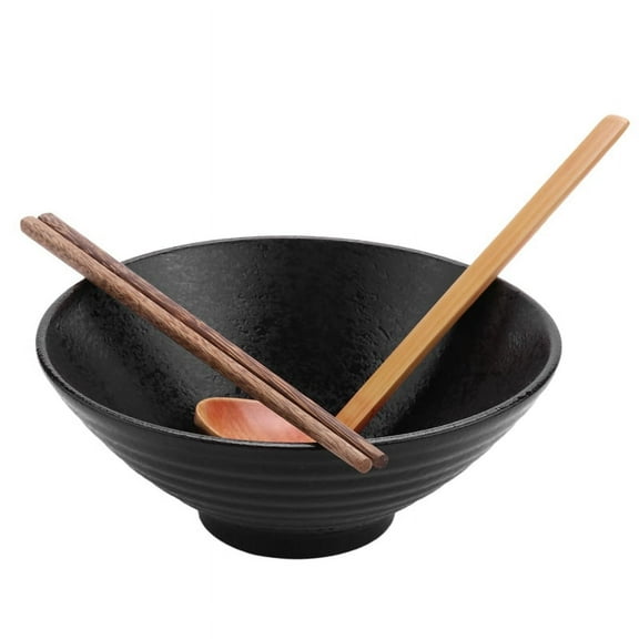 Ceramic Japanese Ramen Soup Bowl with Matching Spoon and Chopsticks, Suitable for , , Large Size