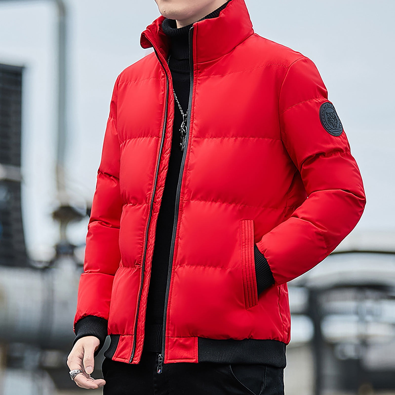 THE WILD Casual Red Men's Winter Zipper Pocket Down Jacket Plus Down Thickened Coat Jacket Tops - Walmart.com