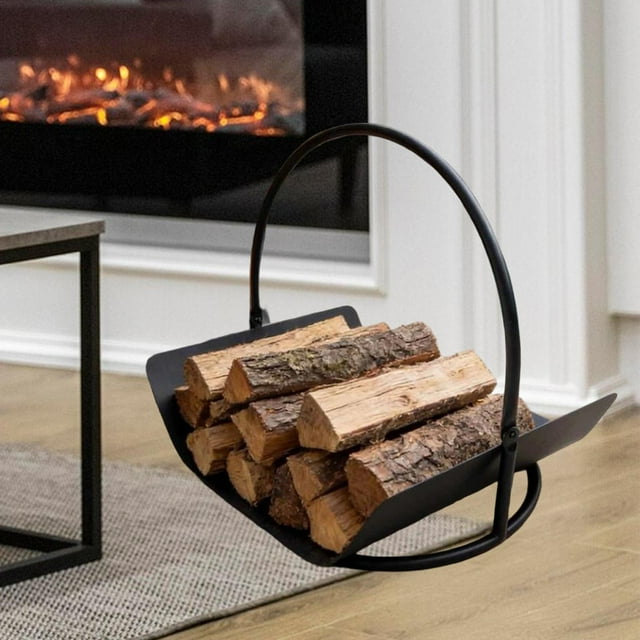 Elodie Firewood Rack Wood Storage Basket Bracket Fireplace Fire Pit Iron Log Holder
