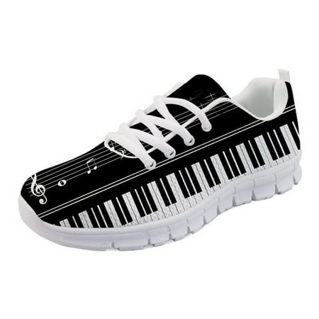 

Woman Spring Flats with Piano Keys 3D Print Shoes Platform Sneakers for Girls Mesh Footwear Comfortable Music Note Design