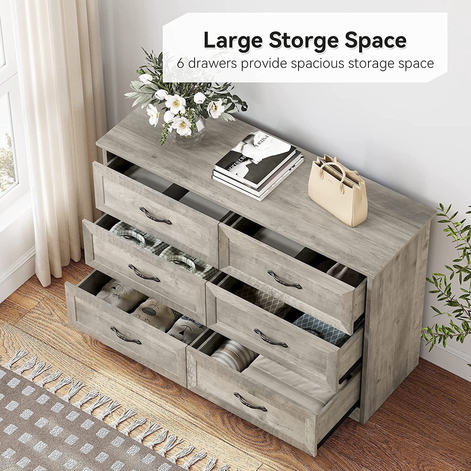 rustic grey dresser walmart Kaycee Farmhouse Dresser 7 Drawers