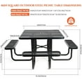 thumbnail image 2 of Gaonala 46" Square Outdoor Picnic Table Set 4 Built-in Benches Umbrella Hole Metal Commercial Grade Seats 8 for Garden Backyard (Black), 2 of 8