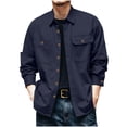 thumbnail image 2 of Bxsruta Mens Long Sleeve Shirts Casual Button Down Utility Shirts with Pockets, 2 of 6