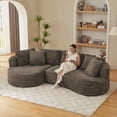 thumbnail image 6 of FFH 121" Modular Sectional Sofa, Oversized L-Shape Cloud Couch, Corduroy Curved Sofa for Living Room, Brown, Left Facing Chaise, 6 of 11