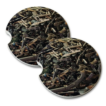 - KuzmarK Sandstone Car Drink Coaster (set of 2) - Rifle Shotgun Pistol Semi Automatic Weapons