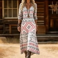 thumbnail image 2 of Women'S Linen Muslin Dress, Flowers, Maxi Dress, V-Neck, 3/4 Sleeves, Summer, Boho, Vintage Tunic, Beach Dress, Airy, A-Line, Soft Casual Dress, Colourful Festive Pockets, 2 of 4